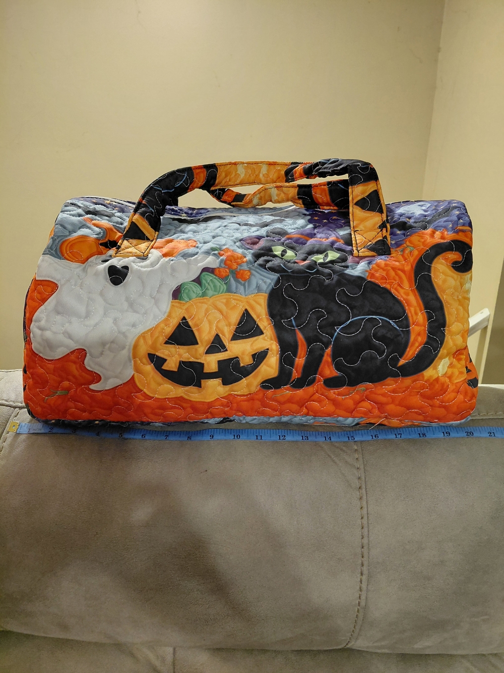 Halloween Quilted Duffle Bag in Orange and Black